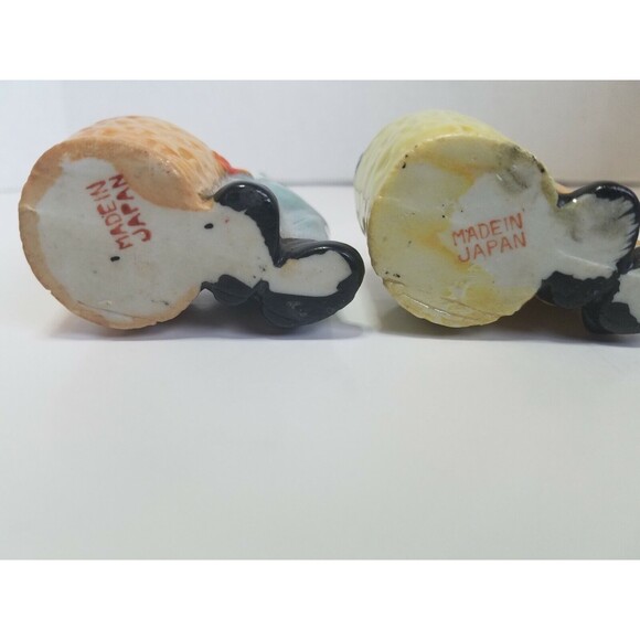 Porcelain Lusterware Made In Japan Pair Of Children With Baskets 3"×2" - Picture 4 of 12